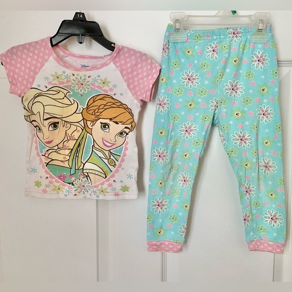 Disney Frozen Toddler Girl Floral Pajama Pants Set Size 3T - Picture 3 of 3
